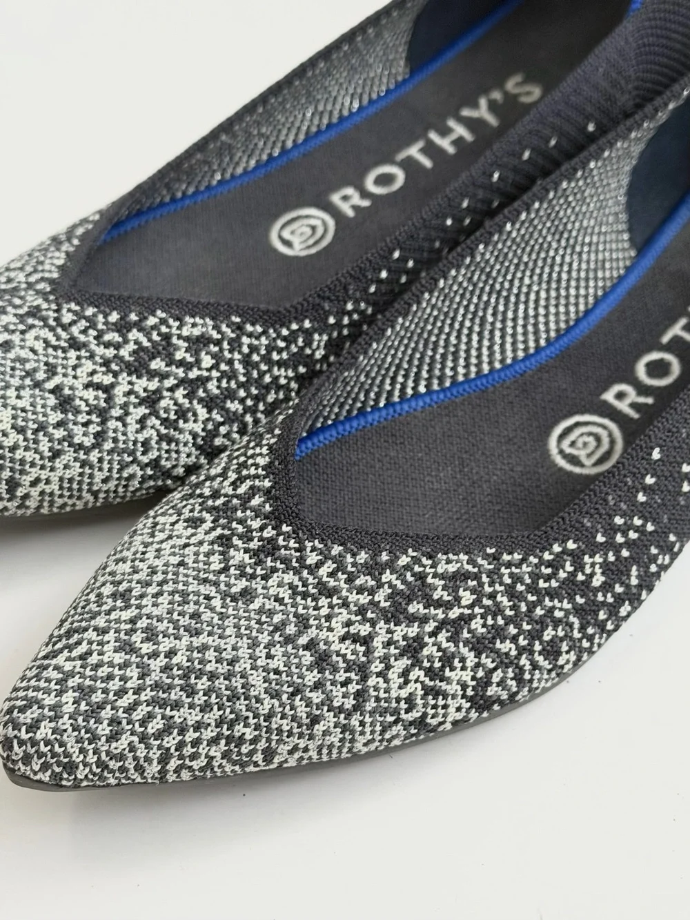 Rothy's Limited Edition The Point Toe Slate Metallic Flats Retired Size 8 NWOB